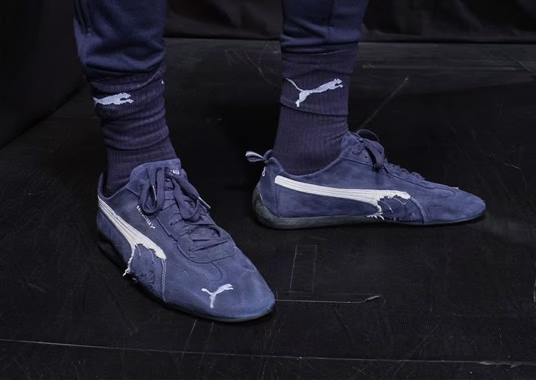 BALENCIAGA PUMA スエードスニーカー 40 Balenciaga x Puma Speedcat Suede Distressed White Black Men's